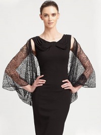 Sheer and stunning in an allover lace pattern.PolyamideAbout 27½ X 47¼Dry cleanMade in Italy Sheer and stunning in an allover lace pattern.PolyamideAbout 27½ X 47¼Dry cleanMade in Italy