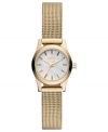 A ladylike mesh bracelet adorns this sweet timepiece from DKNY.