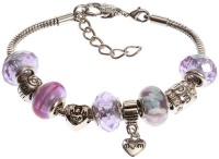 Royal Diamond Silver-tone and Lavender Mother Charm Bracelet: Compatible with Pandora Beads Royal Diamond Silver-tone and Lavender Mother Charm Bracelet: Compatible with Pandora Beads