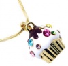 Adorable Juicy Inspired Small Gold Cupcake w/ Frosting and Sparkling Rainbow Crystal Sprinkles Necklace