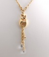 New Gucci 18K Gold Diamond Sapphire Horsebit Necklace