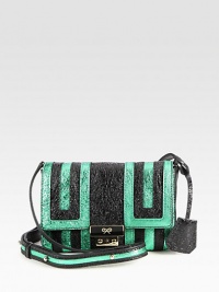 A bold striped design in textured crinkled leather, perfect for your essentials.Shoulder strap, 18½ dropPush-lock flap closureOne inside open pocketCotton lining7½W X 5¼H X 1¾DImported A bold striped design in textured crinkled leather, perfect for your essentials.Shoulder strap, 18½ dropPush-lock flap closureOne inside open pocketCotton lining7½W X 5¼H X 1¾DImported