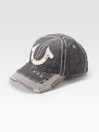 A studded horseshoe is at the center of this pinstriped hat made of a soft linen blend. 55% linen/45% cottonHand washImported A studded horseshoe is at the center of this pinstriped hat made of a soft linen blend. 55% linen/45% cottonHand washImported