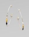 From the Spring Collection. Elegant hoops are strung with beads of 24k yellow gold and white and blackened sterling silver.24k yellow gold Sterling silver Length, about 2 Post back Imported