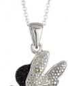 Disney Minnie Girl's Black and White Diamond Sterling Silver Pendant Necklace