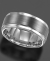 A sophisticated urban design. This ring is crafted in tungsten carbide. 9 mm band. Size 8-15.