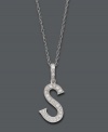 Spell it out in sparkle! This personalized initial charm necklace makes the perfect gift for Sarah or Stephanie. Features sparkling, round-cut diamond accents. Setting and chain crafted in 14k white gold. Approximate length: 18 inches. Approximate drop: 1/2 inch.