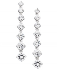 Face framing sparkle. Eliot Danori's linear drop earrings feature seven, graduated cubic zirconias (5-5/8 ct. t.w.) set in silver tone mixed metal. Approximate drop: 1-3/4 inches. Face framing sparkle. Eliot Danori's linear drop earrings feature seven, graduated cubic zirconias (5-5/8 ct. t.w.) set in silver tone mixed metal. Approximate drop: 1-3/4 inches.