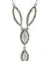 Judith Jack Sterling Silver, Marcasite and Cubic Zirconia Y Necklace