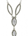 Judith Jack Sterling Silver, Marcasite and Cubic Zirconia Y Necklace