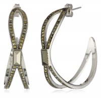 Judith Jack Magnifique Sterling Silver, Marcasite and Hematite Hoop Earrings Judith Jack Magnifique Sterling Silver, Marcasite and Hematite Hoop Earrings