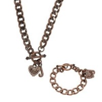 Juicy Couture Antiqued Rose Gold Toggle Pave Heart Charm Bracelet & Necklace Set Juicy Couture Antiqued Rose Gold Toggle Pave Heart Charm Bracelet & Necklace Set