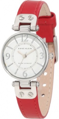 Anne Klein Women's 109443WTRD Silver-Tone White Dial and Red Leather Strap Watch Anne Klein Women's 109443WTRD Silver-Tone White Dial and Red Leather Strap Watch