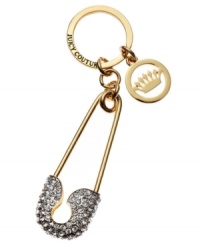 Stay organized with a bit of bling. Crafted in gold-tone metal with sparkling rhinestone embellishments, this delightful Juicy Couture keychain is absolutely eye-catching. Attach to your favorite JC bag or carry around on its own. We're certain it'll start up a conversation. Stay organized with a bit of bling. Crafted in gold-tone metal with sparkling rhinestone embellishments, this delightful Juicy Couture keychain is absolutely eye-catching. Attach to your favorite JC bag or carry around on its own. We're certain it'll start up a conversation.