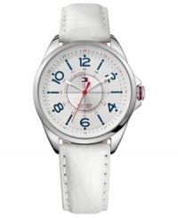 Display something red, white and blue with this sporty watch from Tommy Hilfiger. Display something red, white and blue with this sporty watch from Tommy Hilfiger.