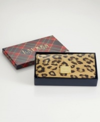 On the prowl for the purr-fect gift? This posh leopard-print wallet from Lauren Ralph Lauren is a purse pleaser. Luxe patent leather is elegantly adorned with signature hardware, while the organized interior stows currency with care. Presented in a signature gift box. On the prowl for the purr-fect gift? This posh leopard-print wallet from Lauren Ralph Lauren is a purse pleaser. Luxe patent leather is elegantly adorned with signature hardware, while the organized interior stows currency with care. Presented in a signature gift box.