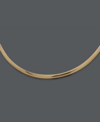 Indulge in a hint of luxury. Necklace features an intricate omega design crafted in 14k gold. Approximate length: 18 inches. Approximate width: 4 mm. Indulge in a hint of luxury. Necklace features an intricate omega design crafted in 14k gold. Approximate length: 18 inches. Approximate width: 4 mm.