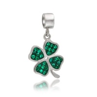 Bling Jewelry Green Crystal Shamrock 4 Leaf Clover Dangle Bead Charm Fits Pandora Bling Jewelry Green Crystal Shamrock 4 Leaf Clover Dangle Bead Charm Fits Pandora
