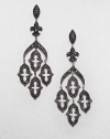 From the Soho Collection. An elegant open kite design encrusted in rich black spinels set in sterling silver. Black spinelSterling silverDrop, about 1.5Post backImported 