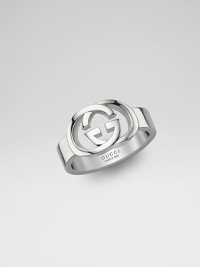 From the Britt Collection. Make your fashion mark with this sterilng silver signet ring, crowned by the distinctive double G logo. Sterling silver Band width, about ¼ Logo width, about ½ Made in Italy From the Britt Collection. Make your fashion mark with this sterilng silver signet ring, crowned by the distinctive double G logo. Sterling silver Band width, about ¼ Logo width, about ½ Made in Italy