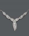 Show-stopping swirls of 14k white gold encrusted with icy round-cut diamonds (1 ct. t.w.) make this Wrapped in Love™ diamond necklace a dazzling addition to your collection. Approximate length: 16 inches. Approximate drop: 2 inches.