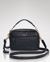 Small plus hands-free equals weekend perfect. Whether it's dinner downtown or dancing until dawn, this quilted leather DIANE von FURSTENBERG bag is oh-so Saturday night. Small plus hands-free equals weekend perfect. Whether it's dinner downtown or dancing until dawn, this quilted leather DIANE von FURSTENBERG bag is oh-so Saturday night.