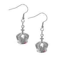 Inox Womens Queen Royal Crown Earrings with CZ in Stainless Steel Inox Womens Queen Royal Crown Earrings with CZ in Stainless Steel