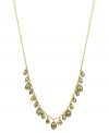 Let it glow. Pretty green-hued cultured freshwater pearls (5-9 mm) combine with glittering pyrite (4-3/4 ct. t.w.) for a luminous look on this 18k gold over sterling silver necklace. Approximate length: 17 inches.