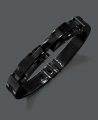 Get on the dark side of style. This versatile men's bracelet complements any look and features a black ion-plated bangle bracelet. Approximate diameter: 3 inches. Get on the dark side of style. This versatile men's bracelet complements any look and features a black ion-plated bangle bracelet. Approximate diameter: 3 inches.