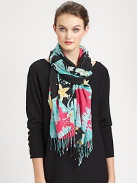 A charming scarf made from a luxurious combination of silk and cashmere.About 28 X 82Silk/cashmereDry cleanImported A charming scarf made from a luxurious combination of silk and cashmere.About 28 X 82Silk/cashmereDry cleanImported