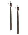 Grace in motion. These tassel drop earrings from INC International Concepts boast hematite tone chains and crystal accents. Crafted in silver tone mixed metal. Approximate drop: 5 inches.