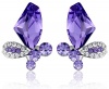 Swarovski Elements Crystal Butterfly Studs Earrings (Purple)
