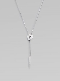 From the Trademark Collection. A sleek sterling silver design with a textured heart and logo pendant on a box chain will make you fall in love. Sterling silverLength, about 21½Pendant size, about ¾Slip-on styleMade in Italy