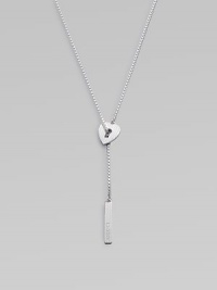 From the Trademark Collection. A sleek sterling silver design with a textured heart and logo pendant on a box chain will make you fall in love. Sterling silverLength, about 21½Pendant size, about ¾Slip-on styleMade in Italy From the Trademark Collection. A sleek sterling silver design with a textured heart and logo pendant on a box chain will make you fall in love. Sterling silverLength, about 21½Pendant size, about ¾Slip-on styleMade in Italy