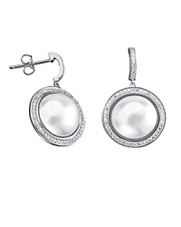 Give into classic glamour with this pair of sterling silver and cubic zirconia earrings from Crislu. The iridescence of an oversized freshwater pearl adds a dazzling point to a formal look. Give into classic glamour with this pair of sterling silver and cubic zirconia earrings from Crislu. The iridescence of an oversized freshwater pearl adds a dazzling point to a formal look.