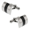 Silver and Black Contoured Stainless Steel Cufflinks For Men 20X12mm