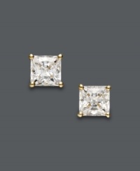 Top off any look with the perfect accessory. Arabella's princess-cut stud earrings feature a brilliant Swarovski zirconia (2-3/4 ct. t.w.) set in 14k gold. Approximate diameter: 5 mm. Top off any look with the perfect accessory. Arabella's princess-cut stud earrings feature a brilliant Swarovski zirconia (2-3/4 ct. t.w.) set in 14k gold. Approximate diameter: 5 mm.
