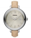 An easy-to-read dial and super-slim leather strap set the stage for this Bridgette collection watch by Fossil.