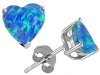 Original Star K(tm) 7mm Heart Shape Created Blue Opal Earring Studs in .925 Sterling Silver