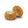 Set of 2 - Bella Fascini Golden Topaz Swarovski Crystal Element Pave - Sterling Silver European Bead Charms