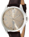 U.S. Polo Assn. Men's USC50006 Oversized Gold Dial Leather Strap Watch