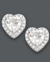 Add a little romance. B. Brilliant's sweet heart-shaped studs glisten in round-cut cubic zirconias (1-3/4 ct. t.w.). Set in sterling silver. Approximate diameter: 6 mm.