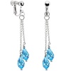 Handcrafted Aqua Droplet Chain Clip Earrings MADE WITH SWAROVSKI ELEMENTS