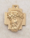 Gold Plated Head of Christ Medal Catholic Jesus Crown of Thorns Pendant with Stainless Steel Chain