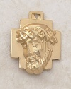 Gold Plated Head of Christ Medal Catholic Jesus Crown of Thorns Pendant with Stainless Steel Chain