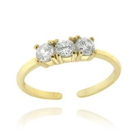 18k Gold over Sterling Silver CZ Three Stone Toe Ring 18k Gold over Sterling Silver CZ Three Stone Toe Ring