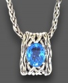 Riveting design from Balissima by Effy Collection. This intricately-woven pendant features oval-cut blue topaz (6 ct. t.w.) set in sterling silver. Approximate length: 18 inches. Approximate drop: 3/4 inch.