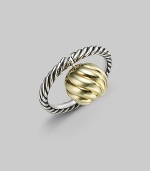 From the David Yurman Elements Collection. Signature cable twisted sterling silver with 18K yellow gold detailing.18K gold Sterling silver Width, about 10mm Imported Additional Information Women's Ring Size Guide 