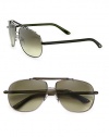Iconic aviator style crafted in a sleek metal design. Available in shiny gun frames with olive green lenses.Metal100% UV ProtectionMade in Italy
