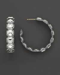 Sterling silver hoop earrings from the Lagos Silver Rocks Collection. Sterling silver hoop earrings from the Lagos Silver Rocks Collection.